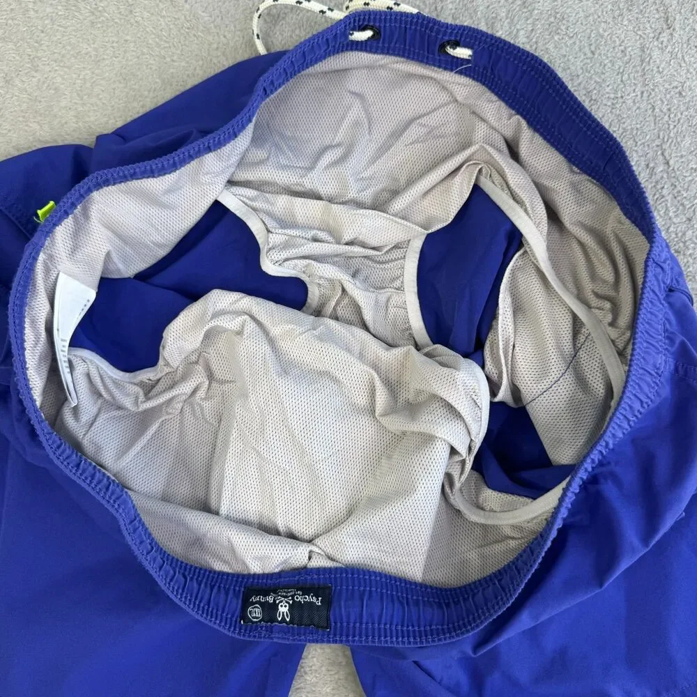 Psycho Bunny Swim Shorts Men's 3XL Blue Mesh Lined Surfing Logo Drawstring Waist